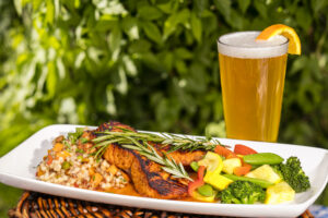 Pint with Sirarcha Salmon Pub Dinner